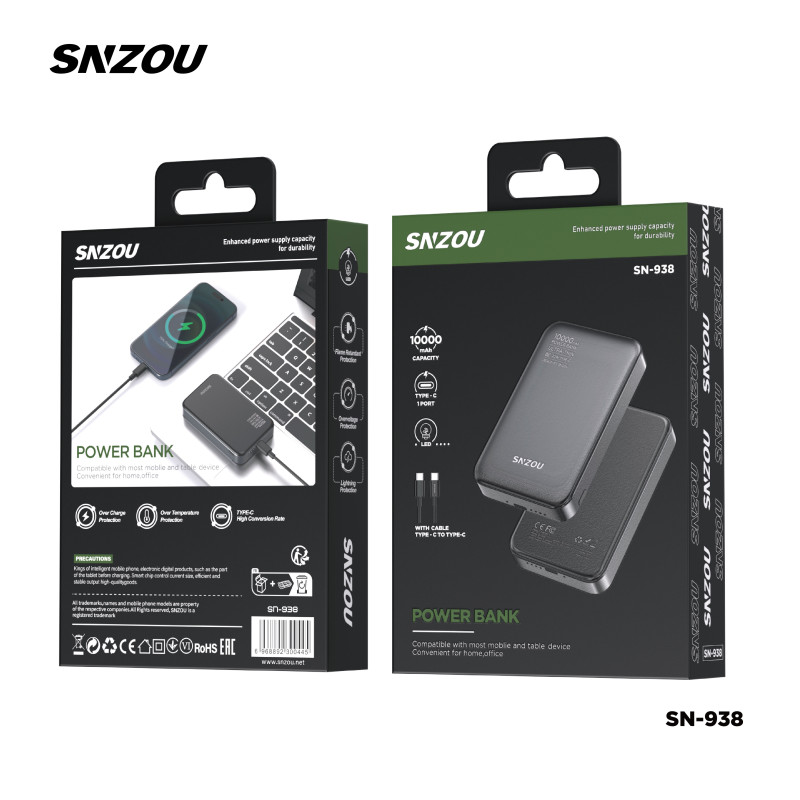 باور بانك سنزو 10000MAH  فاست ويرليس 20 واط SN-938